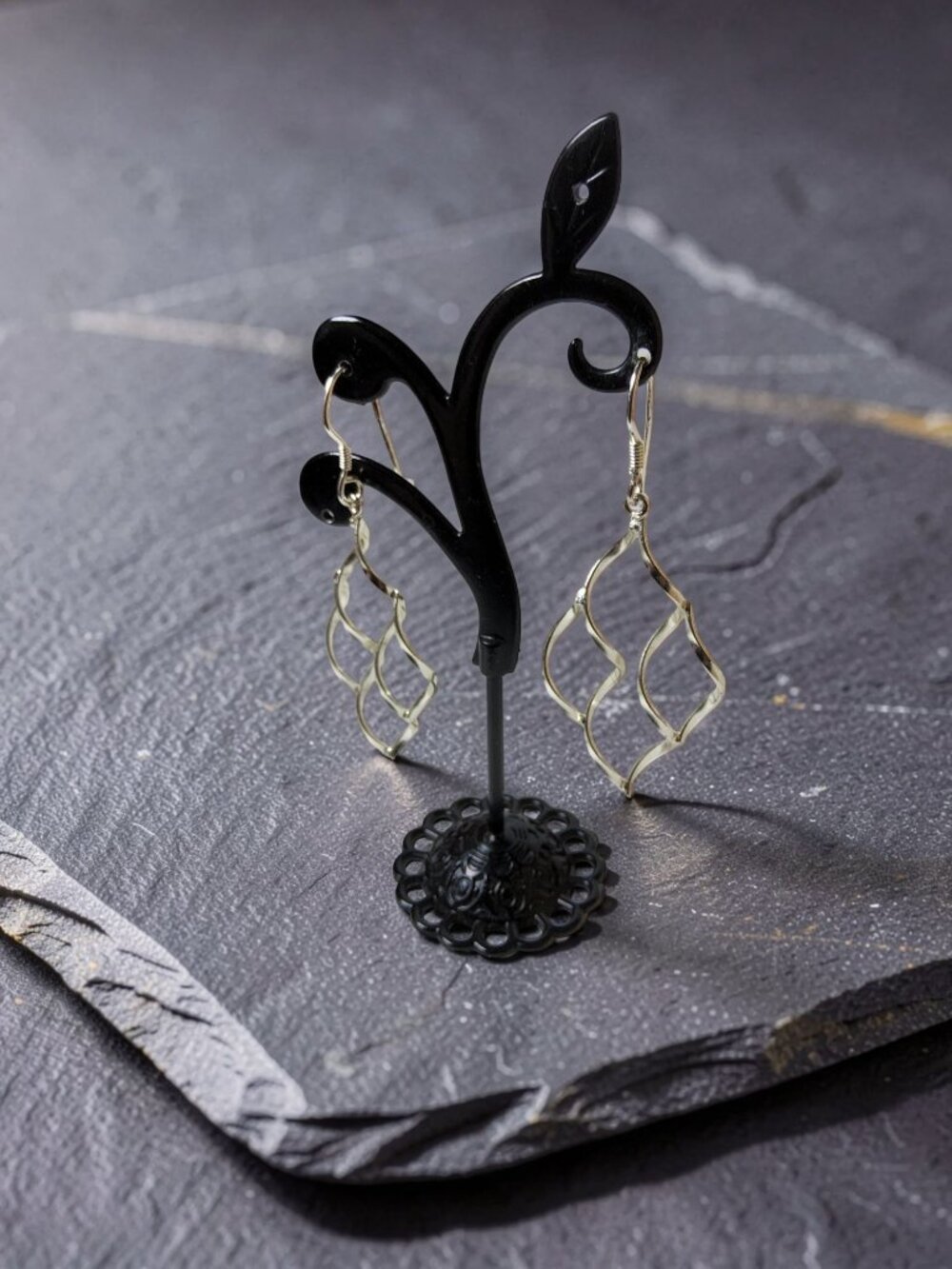 Vintage Twist Wave Design Drop Dangle Silver French Wire Earrings